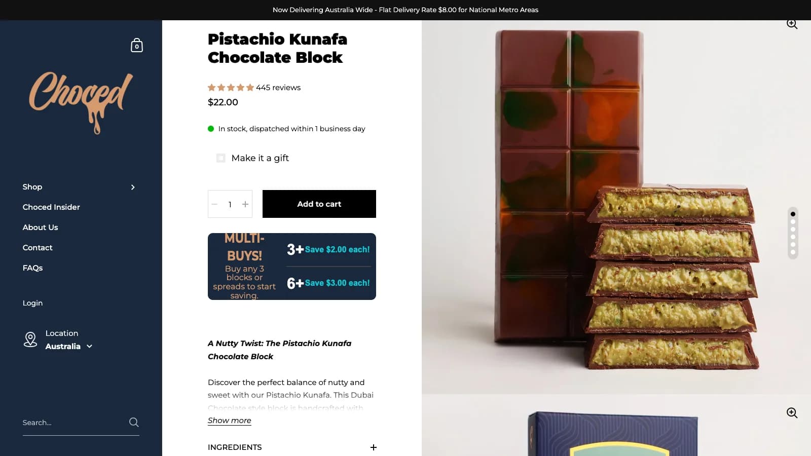 Trang sản phẩm Pistachio Kunafa Chocolate Block với ưu đãi mua nhiều